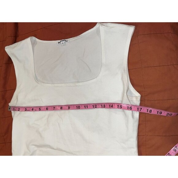 Reformation White Square Neck Stretch Tank Sleeveless Pullover Women Top Size L - Picture 12 of 16